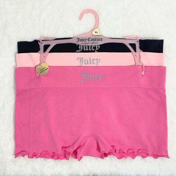 Juicy Couture Cute Boy Short Panty Underwear Pink, Black 3 Pair Set New Size XL - Picture 2 of 6
